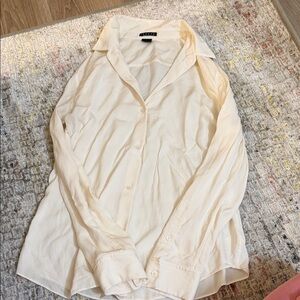 Theory Men's Cream Button-Down Long Sleeve Shirt